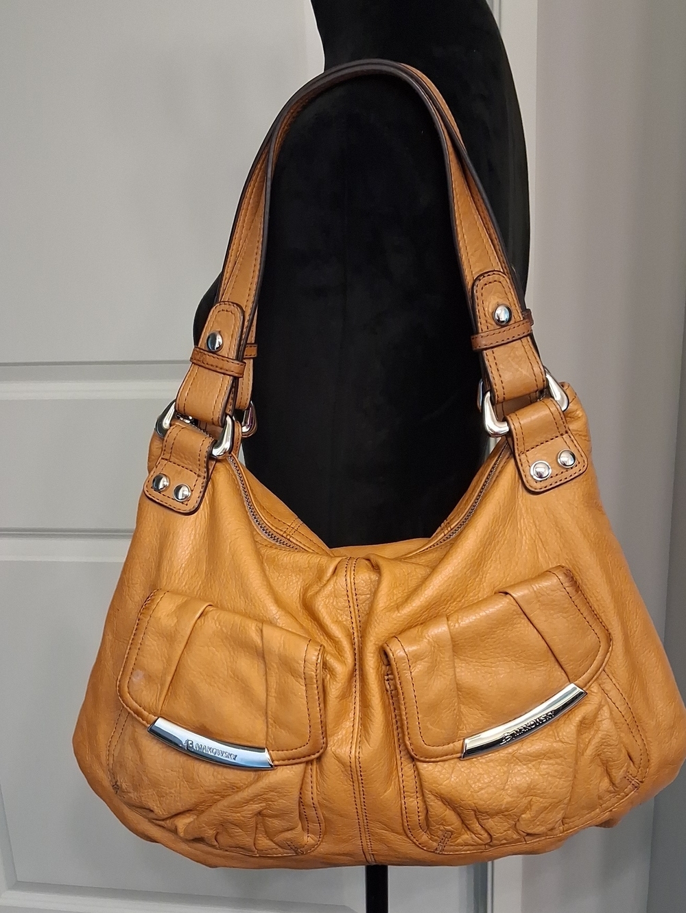 B.Makowski Mustard Yellow Hobo Shoulder Bag